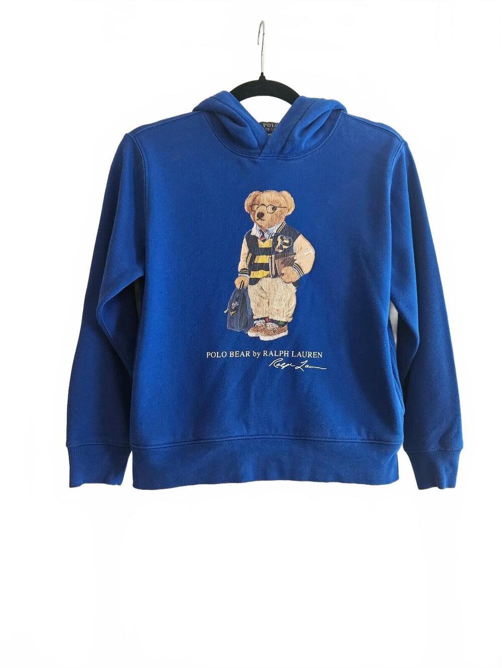 Polo Ralph Lauren Boys' Blue Polo Bear Fleece Hoodie Size M (10-12)